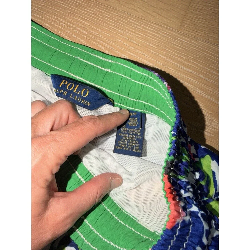 Polo Ralph Lauren Mens Small Blue Floral Print Swim Trunks Shorts Liner Pockets